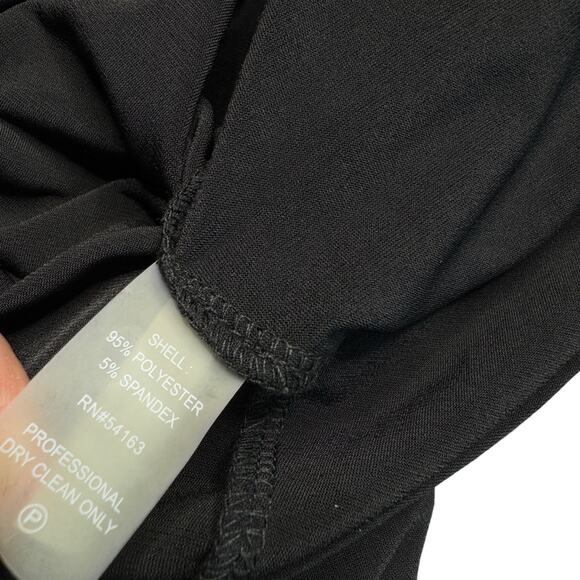 Calvin Klein NWOT Black Jumpsuit Cold Shoulder Wide Leg Pants 14 Split Sleeves - Picture 12 of 12